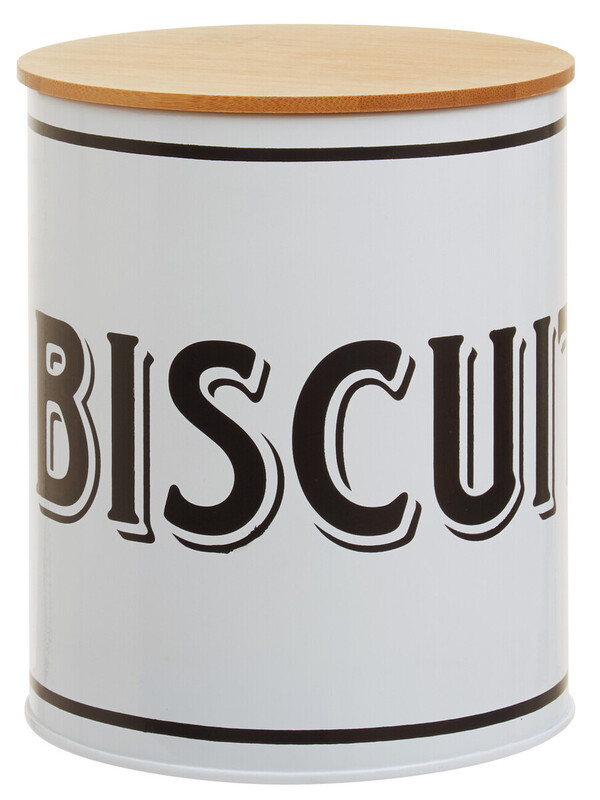 Grocer White Metal Biscuit Canister