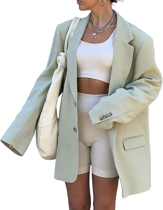 Women's Casual Long Sleeve Oversized Blazers Open Front Lapel Collar Work Office Busi