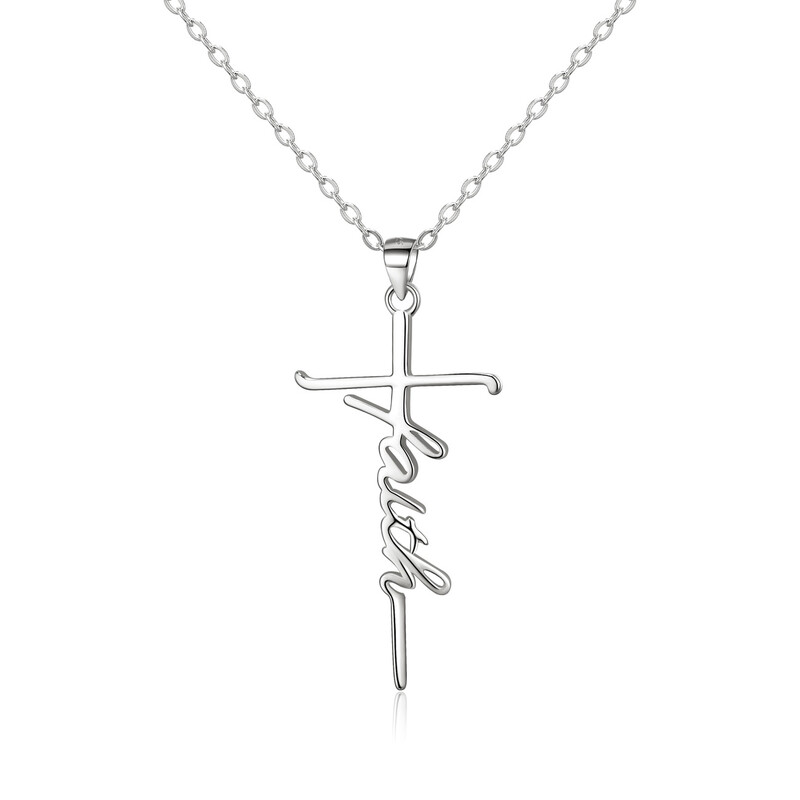 Cross Necklace, Religious Church Faith Cross Hope Believe Choker Necklace