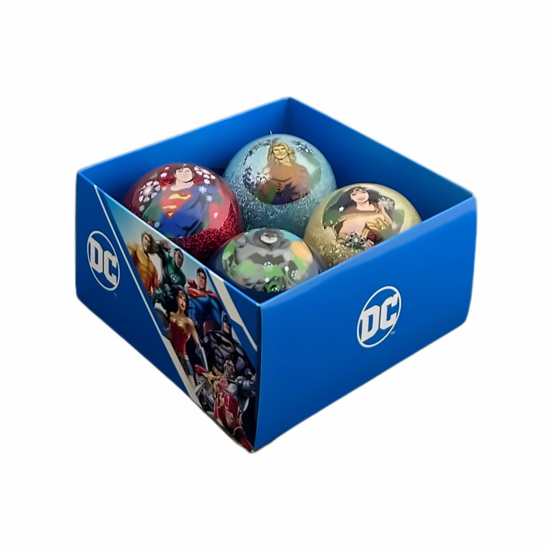 Warner Brothers DC Christmas Baubles Set 4 Pieces (7.5cm)