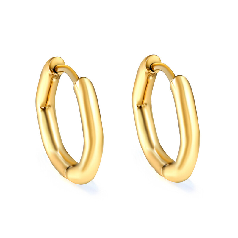 16mm Gold Plated Geometric Hoop Earrings – Octagonal Stainless Steel Huggie Hoops, 2.