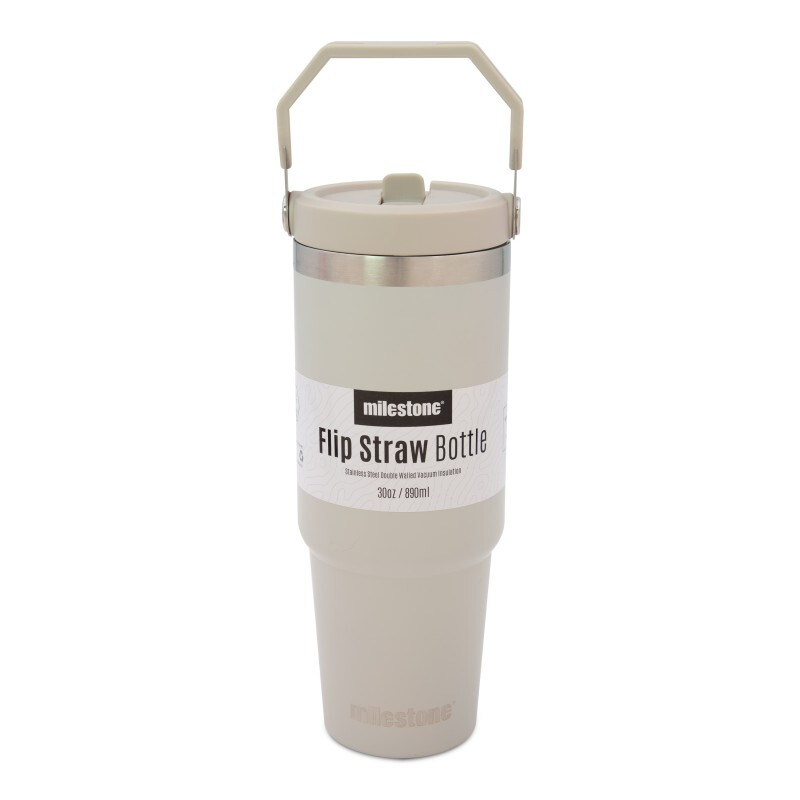 30oz Insulated Travel Mug with Flip Straw - Grey