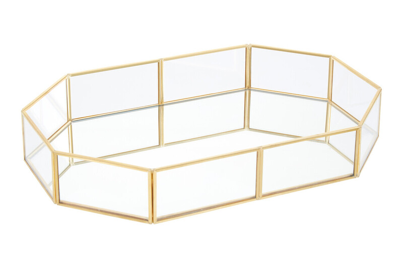 Vintage Glass Octagonal Jewellery Tray