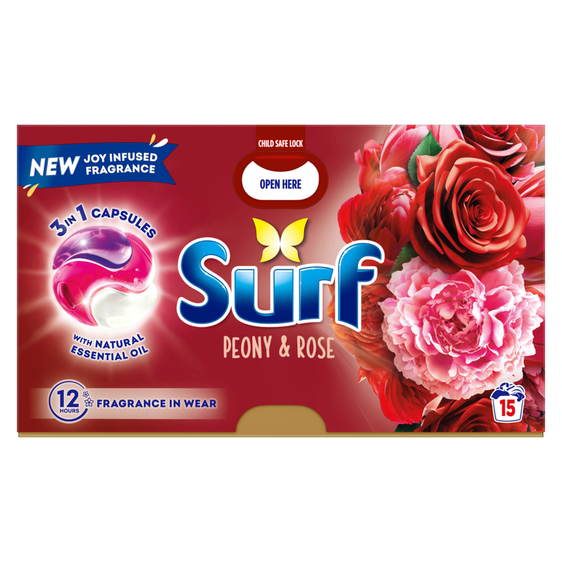 3 in 1 Laundry Washing Detergent Capsules Peony & Rose 15 washes