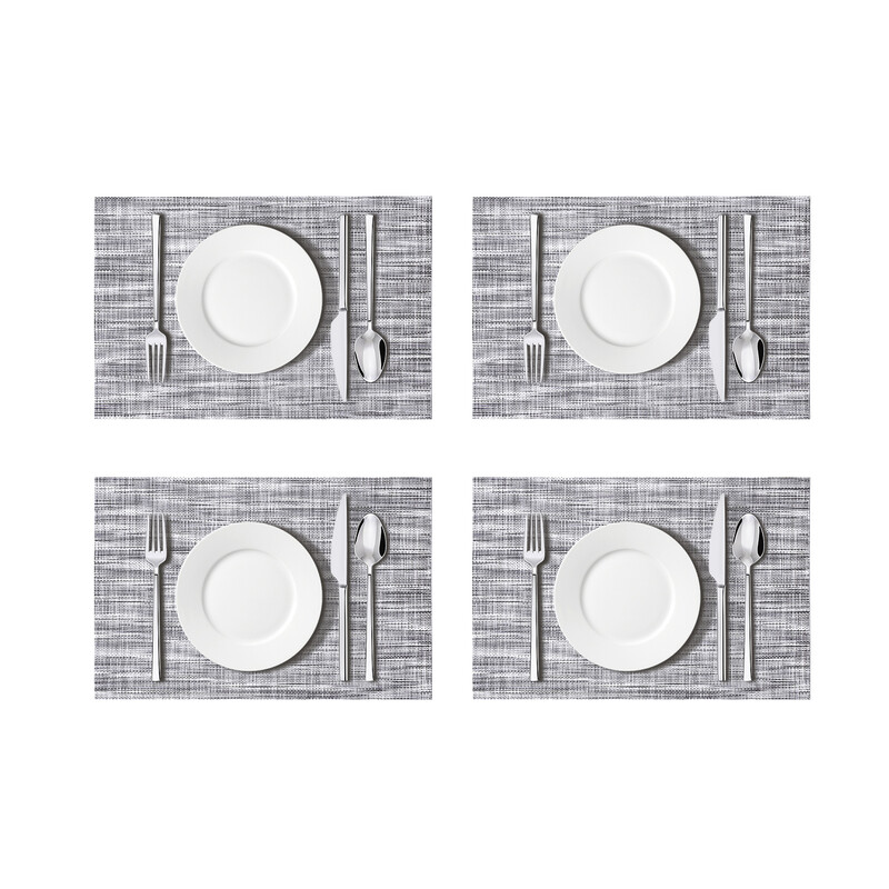 Placemats Easy Clean Rectangle Black/Grey 4pcs