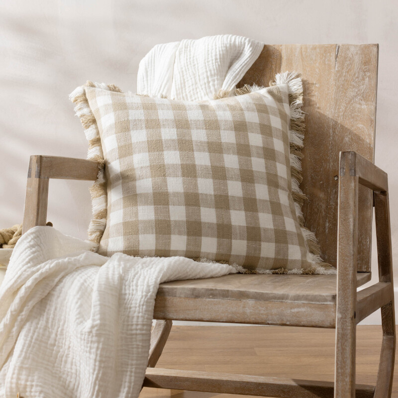 Cushion Barton Check Square Natural 45x45cm