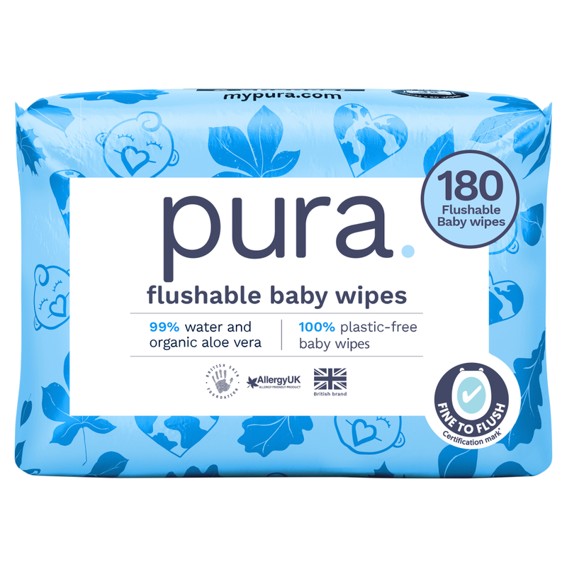 Flushable Eco Baby Wipes 180 Wipes