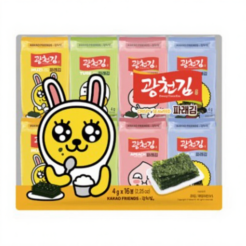 Kwang Cheon Kakao Friends Gewürztes Grünalgen 16x4g