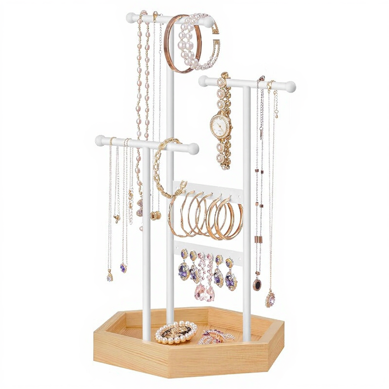 Songmics Home Songmics Schmuckständer (Metall + Holz Schmuckbaum)