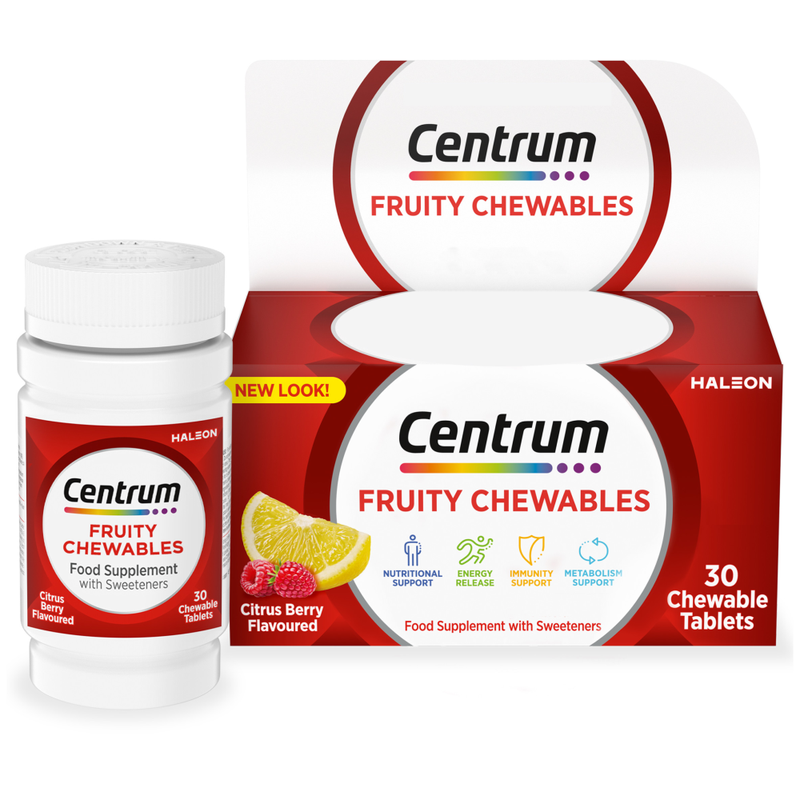 Fruity Chewable Multivitamin Tablets for Adults - 30 Tablets