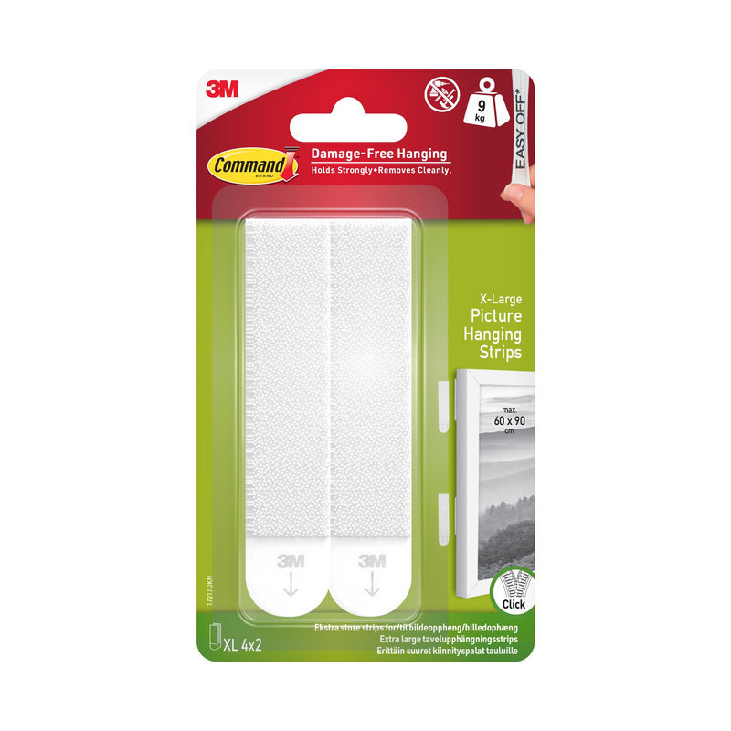 3M Command Picture Hanging Strips 17217 UKN, White, Large, for weights up to 9 kg, 4