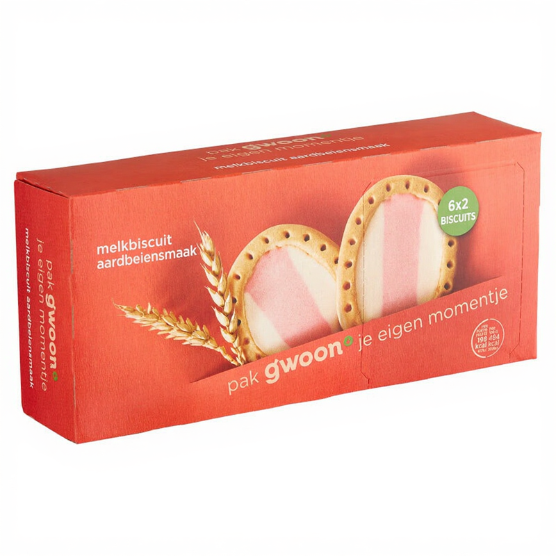 G'woon Melk Biscuit Aardbei - 12 pcs