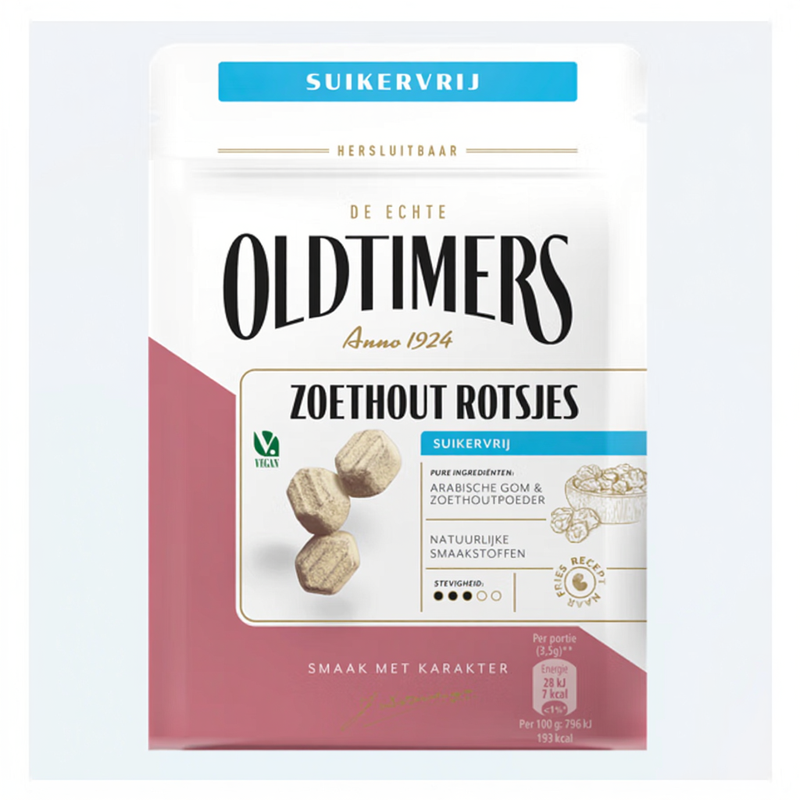 Oldtimers Suikervrije Dropstenen - 100 g