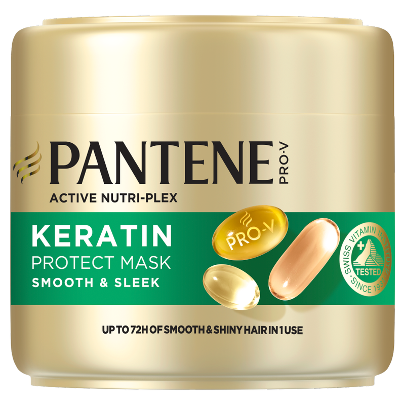 Pro-V Smooth & Sleek Keratin Protect Hair Mask 300ml for Frizzy, Dry Hair