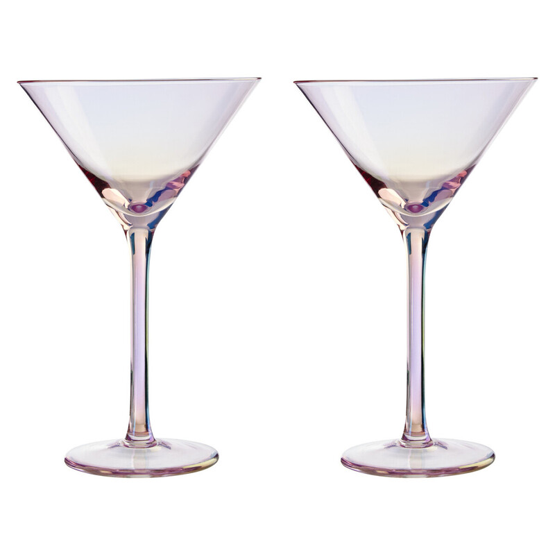 Frosted Deco Set of 2 Martini Glasses