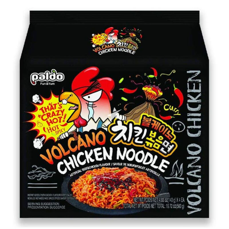 Volcano Chicken Noodle 140g (4 pack) 八道火山辣鸡拌面 140g (4 连包)