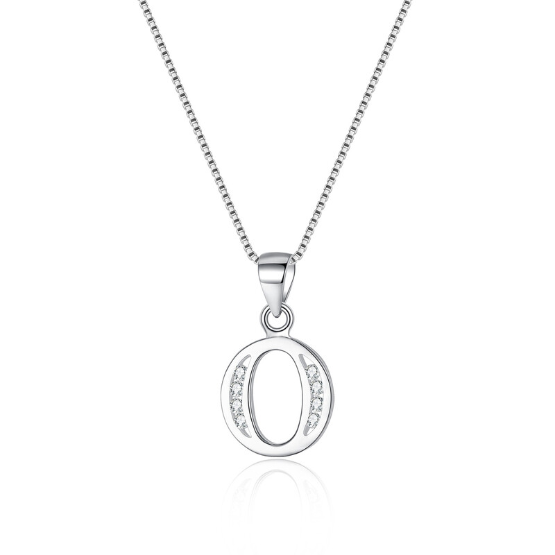 Cubic Zirconia Initial Pendant Necklace - Letter O