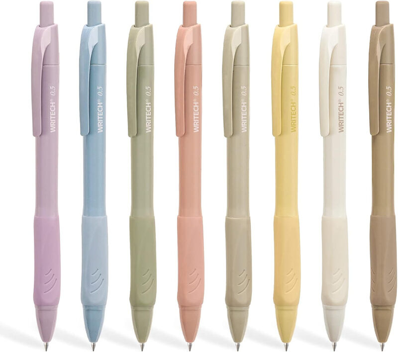 0.5mm Gel Pens with Soft Grip - 8ct Retractable Black Ink Pens for Smooth Writing, No