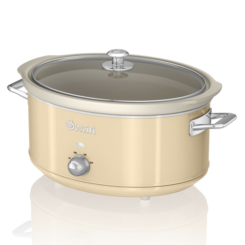 Retro Slow Cooker - Retro Cream, 6.5L, 320W, with 3 Temperature Settings, Keep Warm F