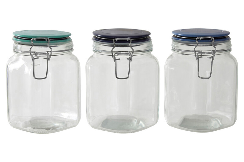 Glass Storage Jar 1050 ml (3 Assorted Colours)