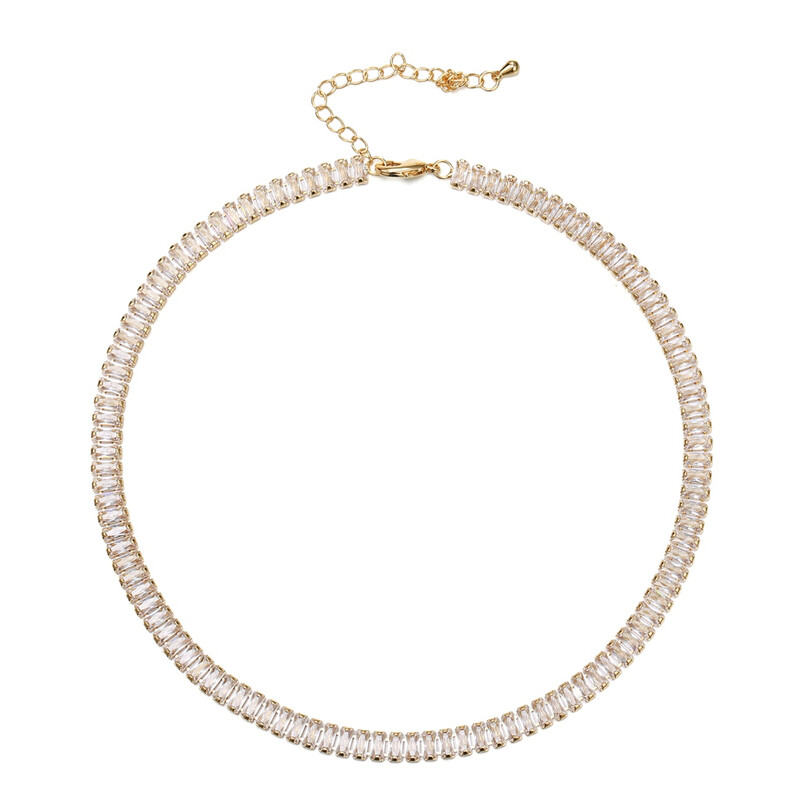 Clear Cubic Zirconia Thick Tennis Choker Necklaces