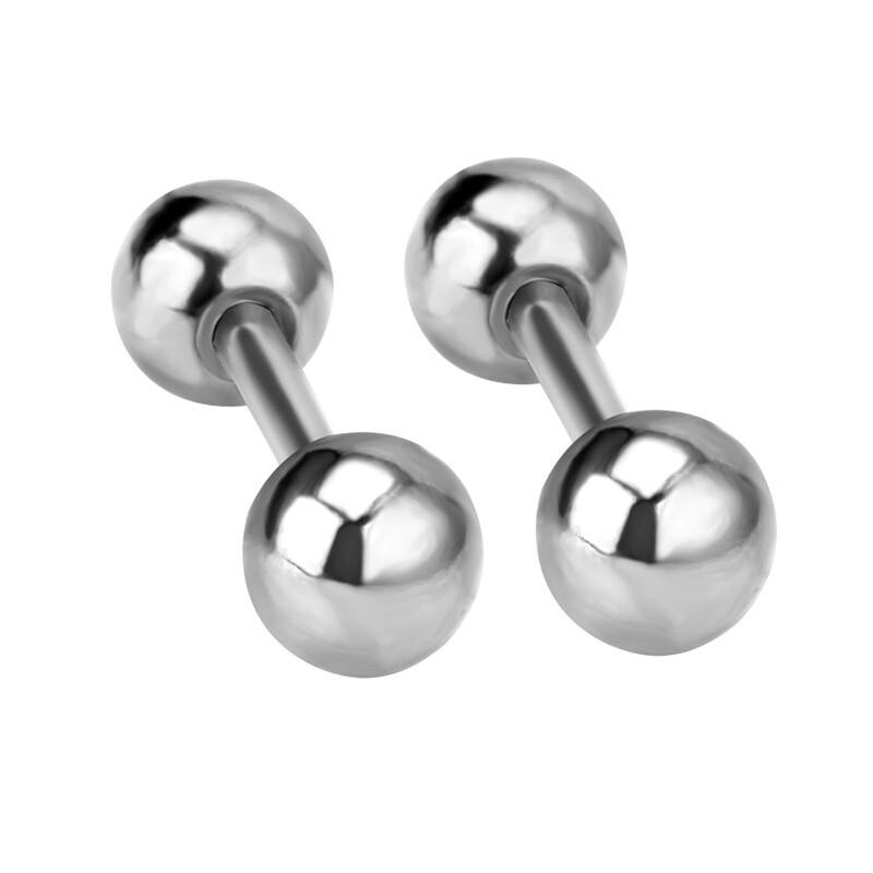 Stainless Steel Ball Screw Back Stud Earrings Set, 3mm-6mm Silver Tone Hypoallergenic