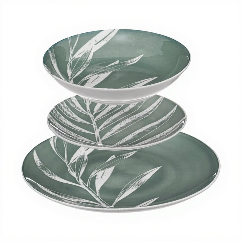 Secret de Gourmet Groene Harmonie Porseleinen Servieset - 18 stuks, Groen