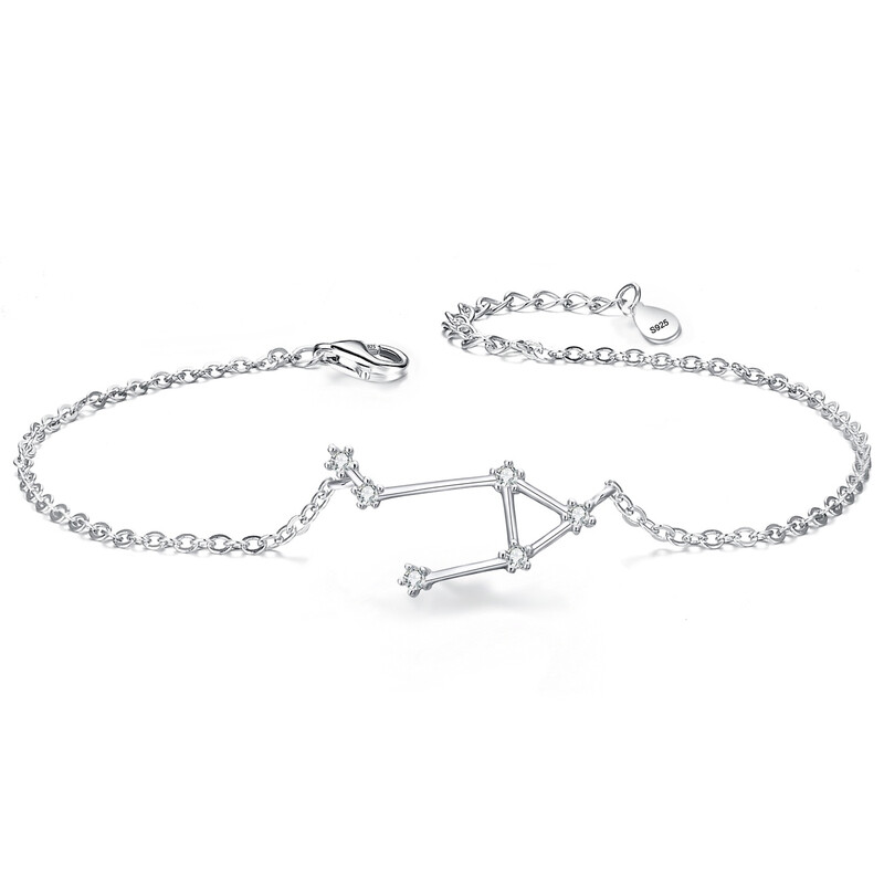 Cubic Zirconia Libra Zodiac Horoscope Astrology Link Bracelet