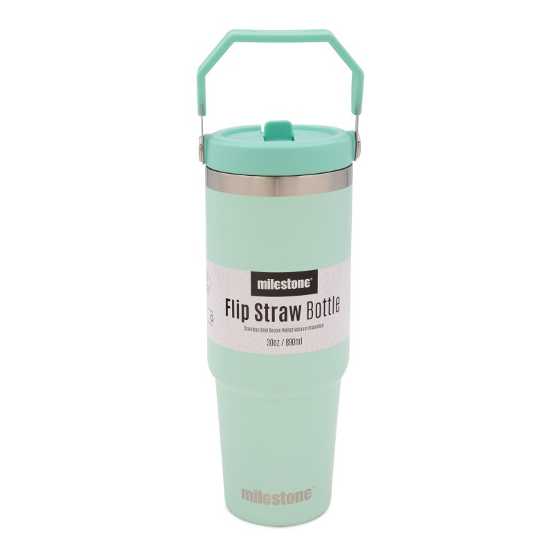 30oz Insulated Travel Mug with Flip Straw - Green