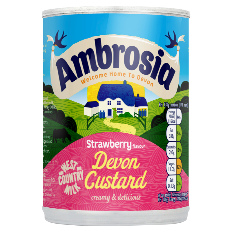 Strawberry Flavour Devon Custard 400g