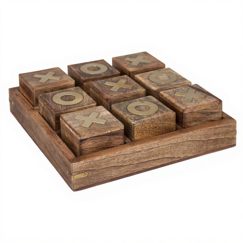 Atmosphera Jeu de morpion Oscar en bois de manguier - 23 × 23 cm