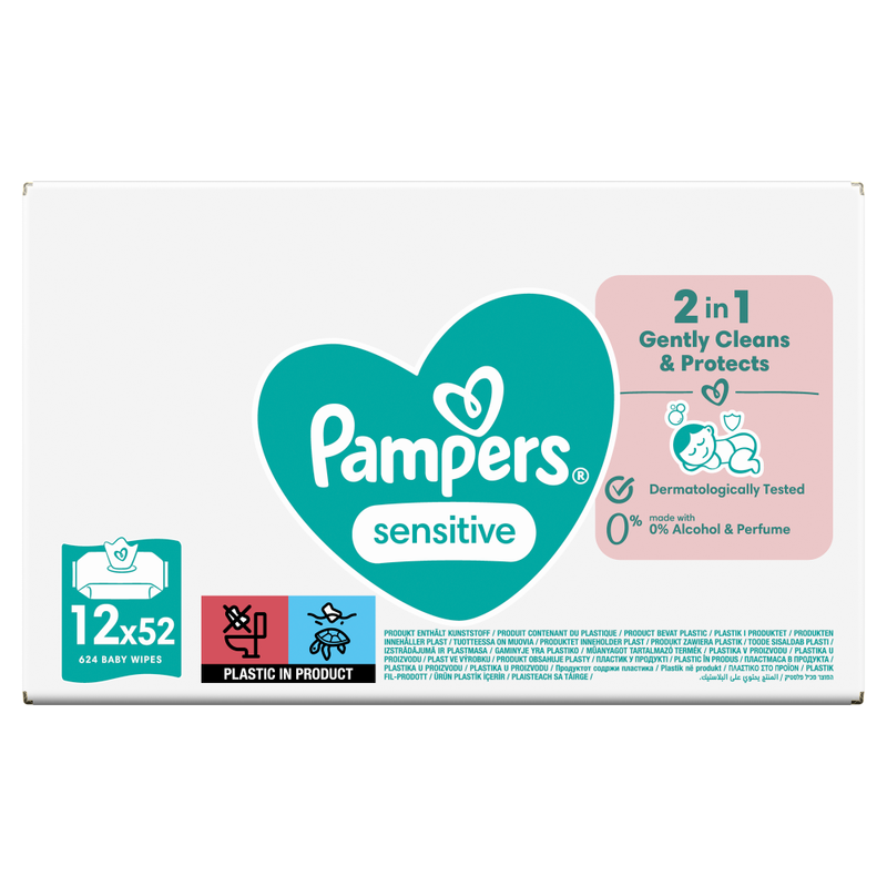 Sensitive Baby Wipes 12 x 52 Pack 624 Wipes