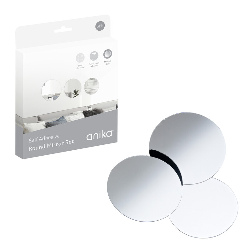 Mirrors Round Self Adhesive D:15cm 3pcs