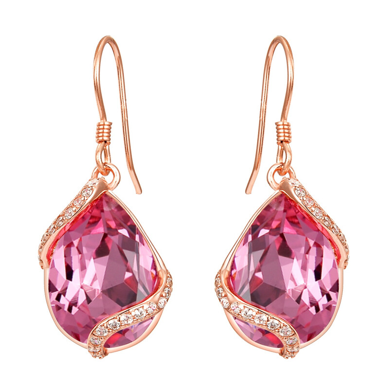 Cubic Zirconia Crystal Teardrop Dangle Hook Earrings