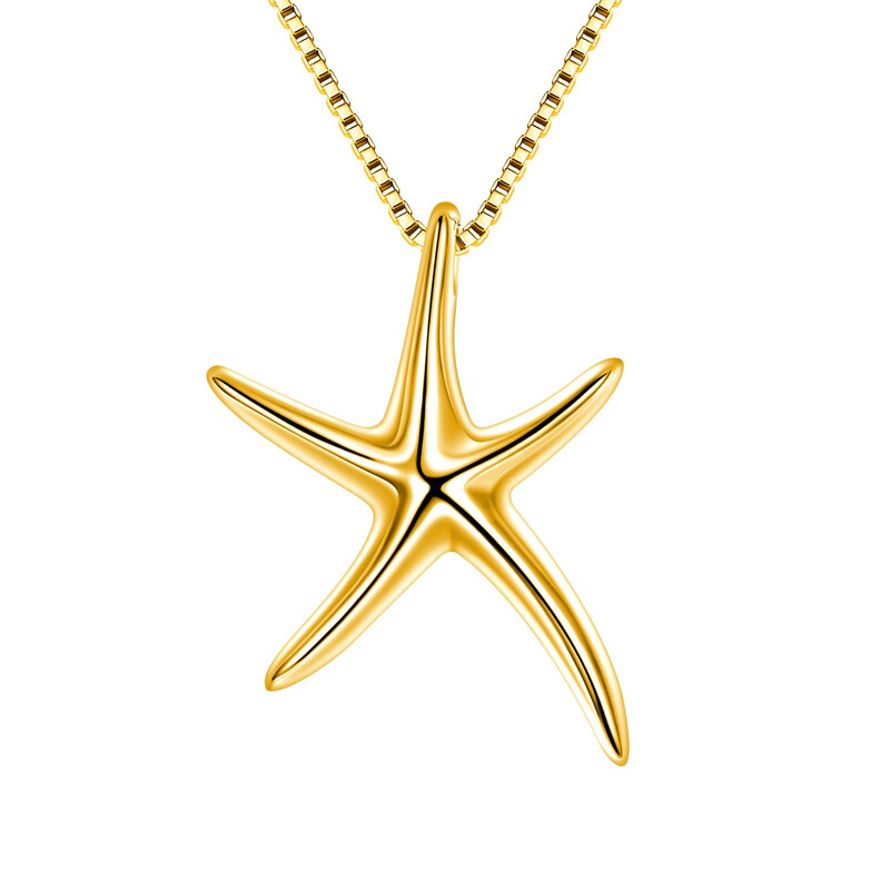 Gold Plated Starfish Lucky Sea Star Pendant Necklace