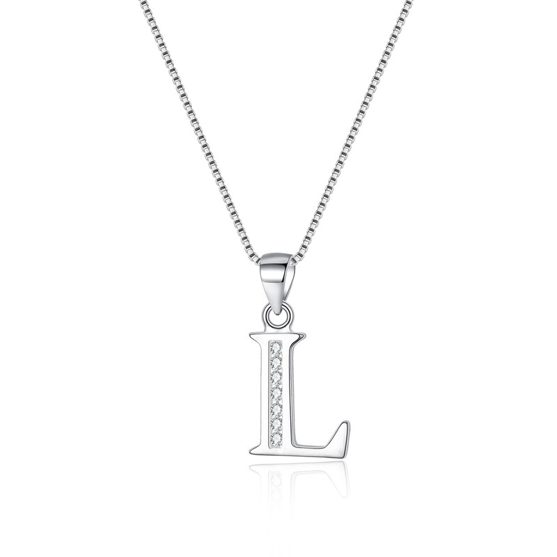 Cubic Zirconia Initial Pendant Necklace - Letter L