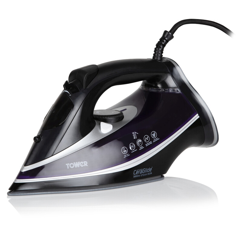 CeraGlide Ultra Speed Steam Iron with Ceramic Soleplate 3100W Black and Purple T22013