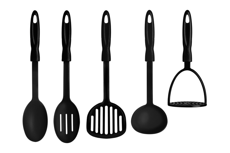 5pc Black Nylon Kitchen Tool Set