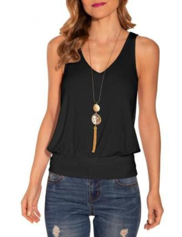 Women V Neck Tank Tops Summer Ribbed Sleeveless Casual Tops Loose fit Banded Bottom S