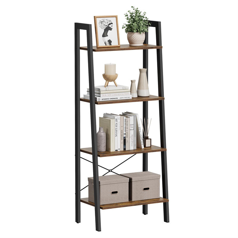 Vasagle Bookcase Ladder 4 Shelves Rustic Brown/Black