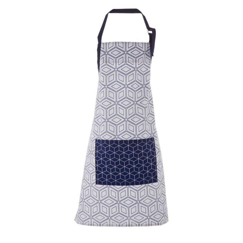 Kitchen Apron Modern Retro Navy/White