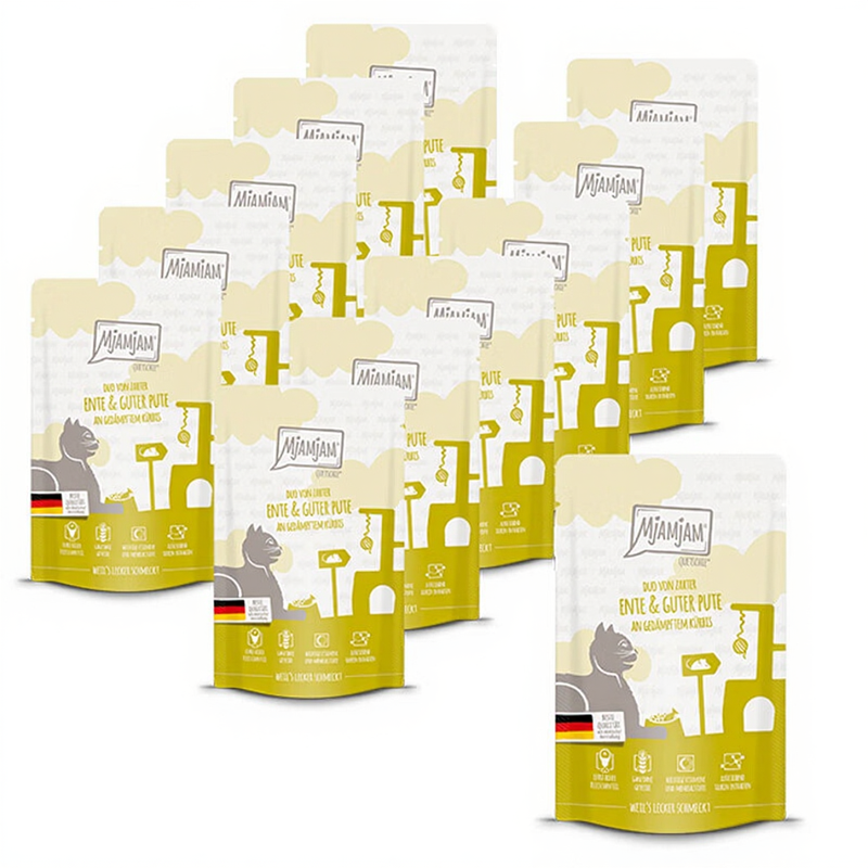 MjAMjAM - Quetschie - DUO van malse eend&fijne kalkoen met gestoomde pompoen 12 x 125 g