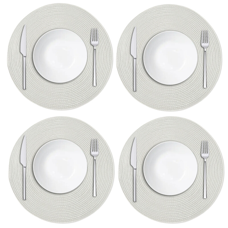 Placemats Woven Round Ivory 4pcs
