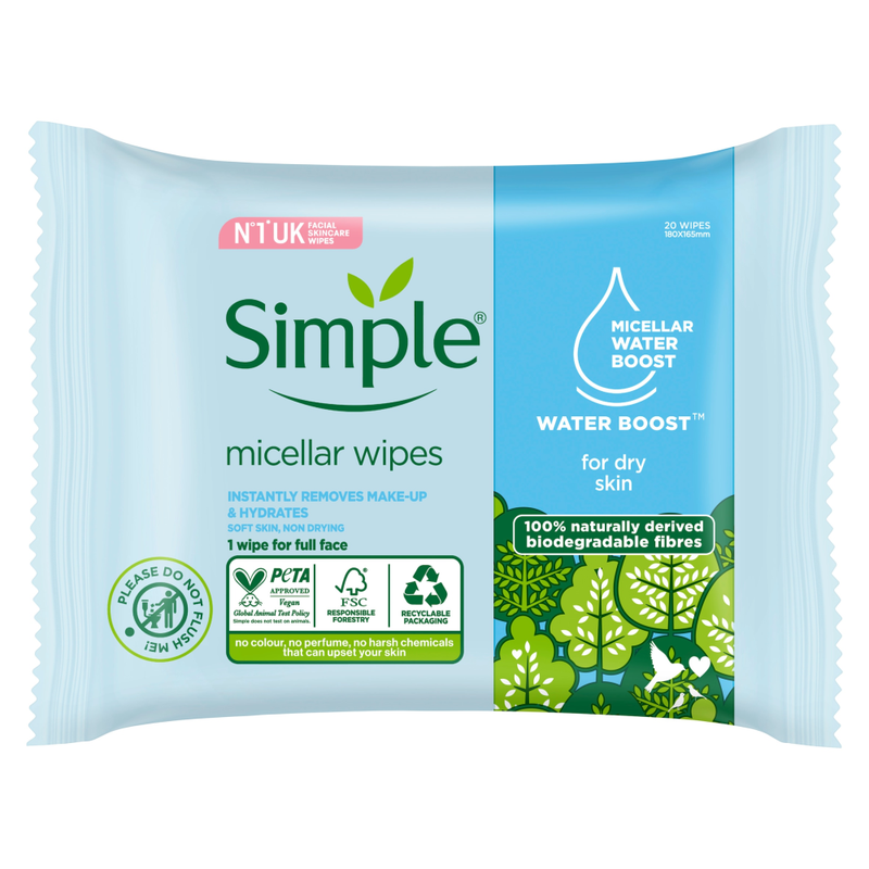 Kind to Skin Micellar Cleansing Wipes Water Boost 20 wipes