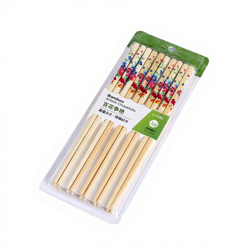 Suncha Natürliche Familien-Essstäbchen aus Holz Bambus Handwerk Rutschfest Hochwertige Frühlingsblumen 10 Paar