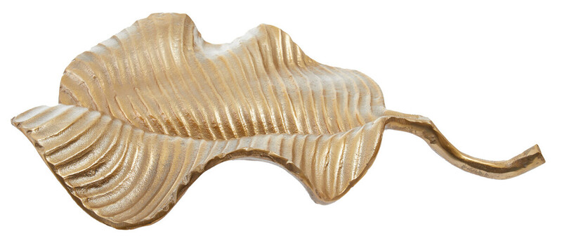 Decorative Dish Prato Leaf Gold