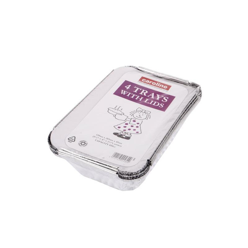 Caroline Foil Tray With Lids - 30Oz (4-Pack) 139 X 203 X 45Mm