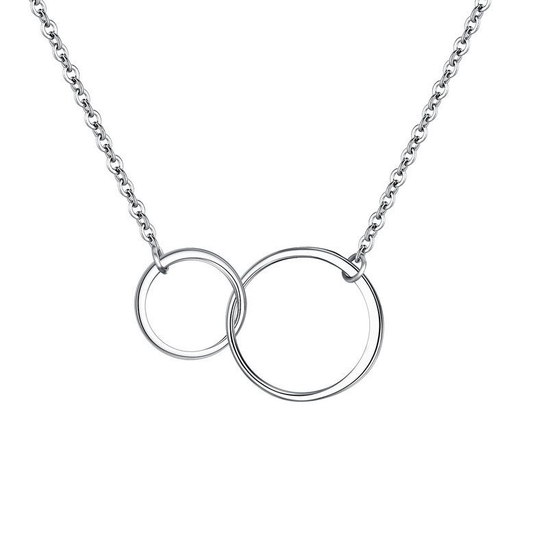 Infinity Interlocking Double Circles Pendant Necklace
