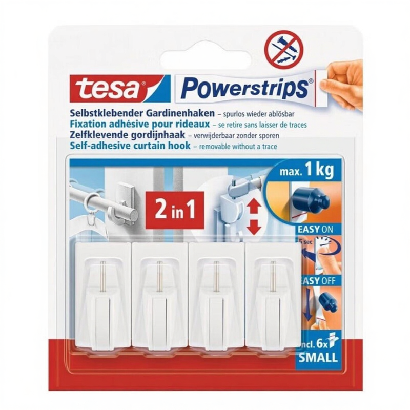 tesa Powerstrips Haken Small, Classic, weiß 1kg