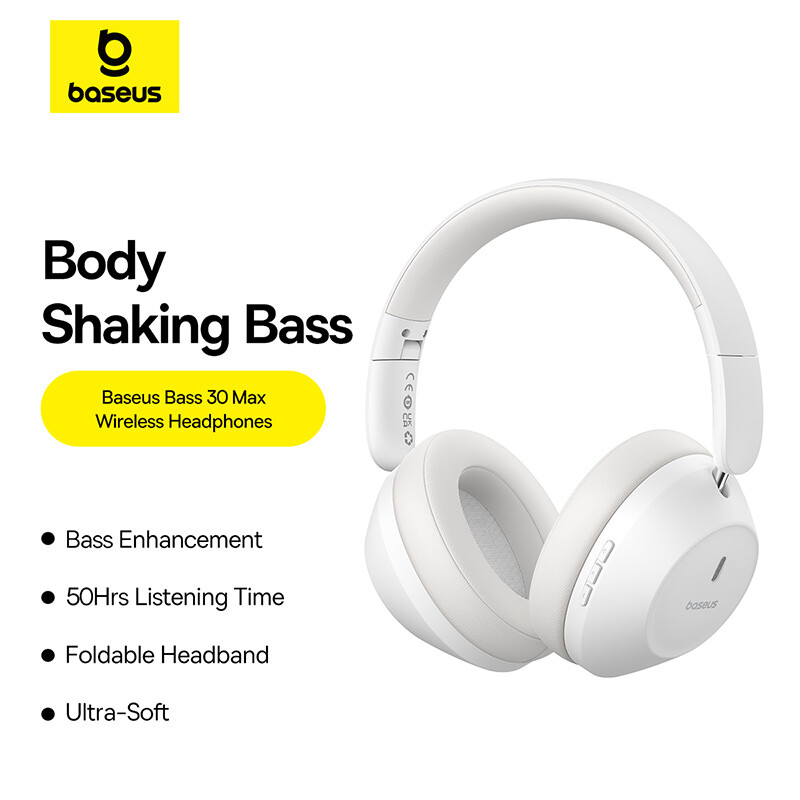 Bass 30 Max Wireless Headphones - Moon White